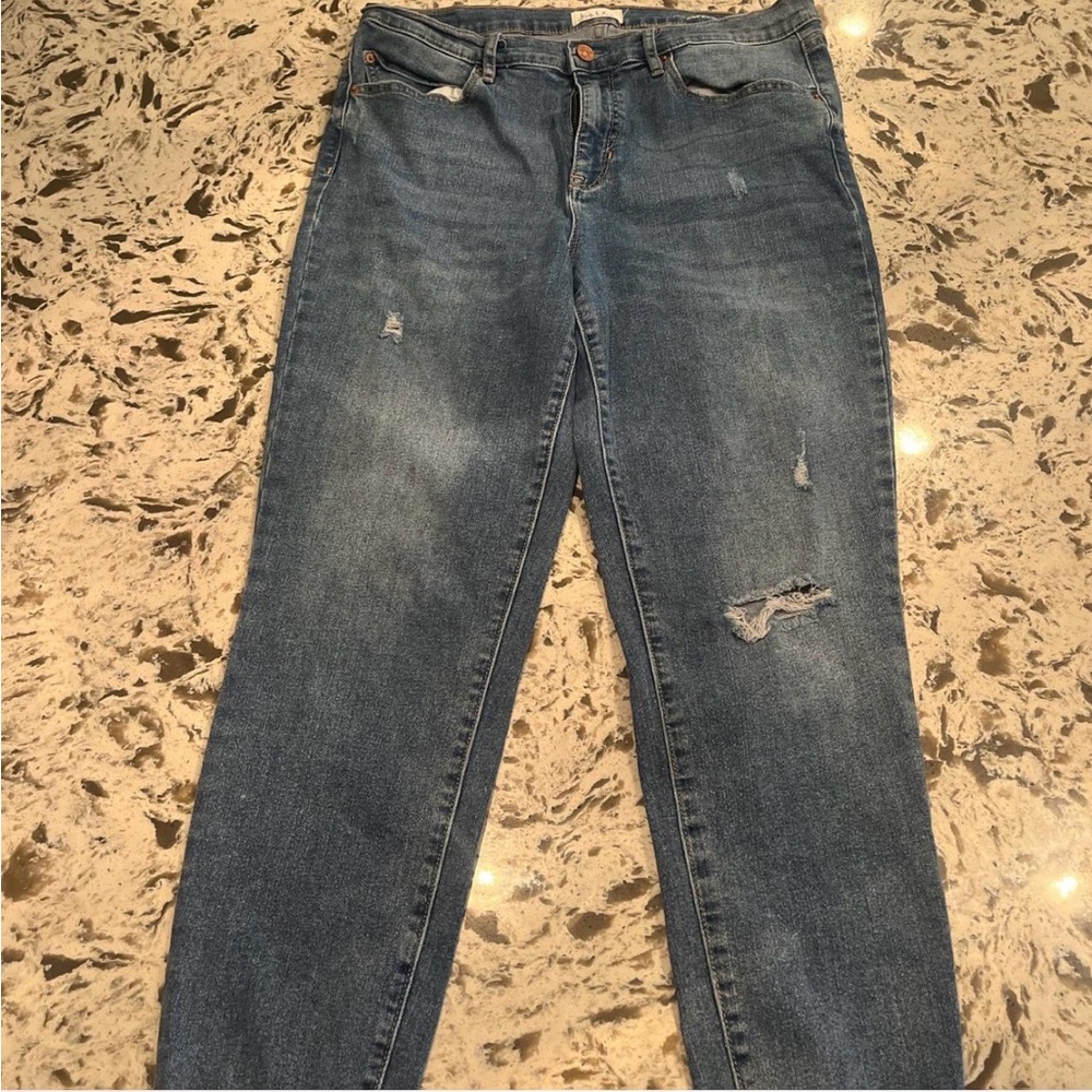 Nicole Miller Blue Distressed Skinny Jeans